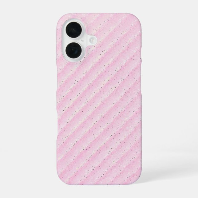 Coque iPhone 16 Pink and Glitter Diagonal Stripe Phone Case (Verso)