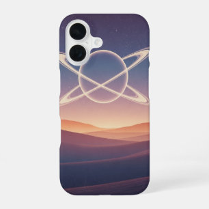 Coque iPhone 16 Planète Anneaux Vintage Au-Dessus des Collines