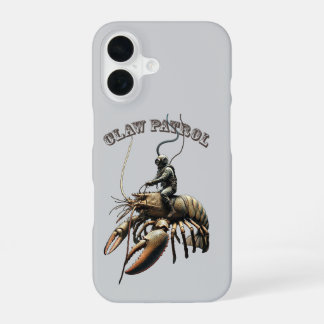 Coque iPhone 16 Plongeur vintage chevauchant un homard glacé géant