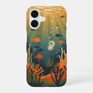 Coque iPhone 16 Poisson Minimaliste Rétro