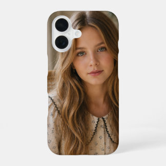 Coque iPhone 16 Portrait de fille esthétique douce Cottagecore Boh