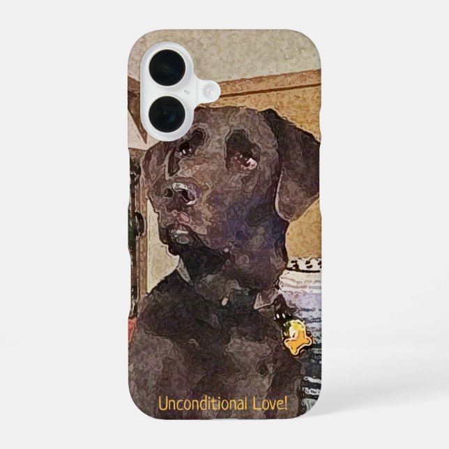 Coque iPhone 16 Portrait de texture du Labrador Retriever (Verso)