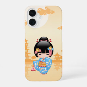 Coque iPhone 16 Poupée Maiko Kokeshi - Jolie Fille Geisha Japonais