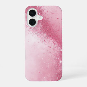 Coque iPhone 16 Poussière scintillante abstraite rose féminine 