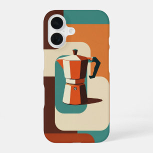 Coque iPhone 16 Préparateur de Moka Géométrique Minimaliste