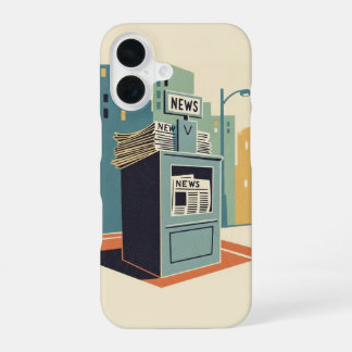 Coque iPhone 16 Présentoir de journaux vintage
