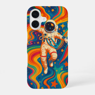 Coque iPhone 16 Psychedelic Astronaut – Vagues cosmiques groovy Po