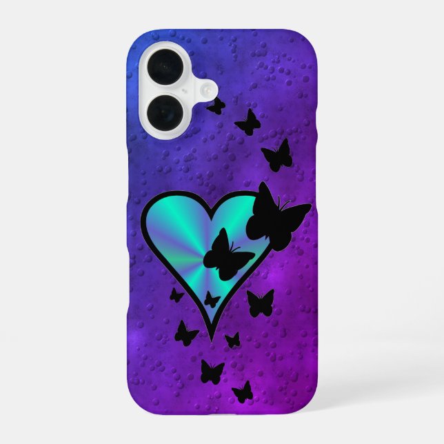 Coque iPhone 16 Rainbow heart and Butterfly (Verso)