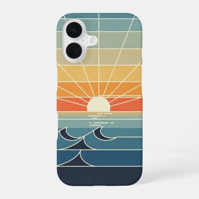 Coque iPhone 16 Rayons de soleil rétro (Verso)