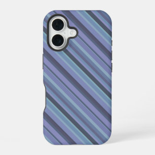 Coque iPhone 16 Rayures diagonales gris-bleu