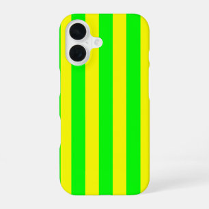 Coque iPhone 16 Rayures jaune citron et vert citron 