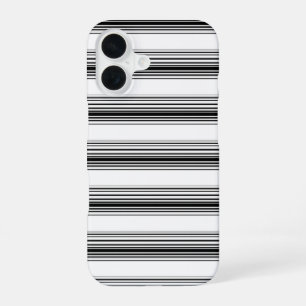 Coque iPhone 16 Rayures noires et blanches modernes