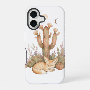 Coque iPhone 16 Renard de Fennec Bohème du Désert Endormi Sous Cac