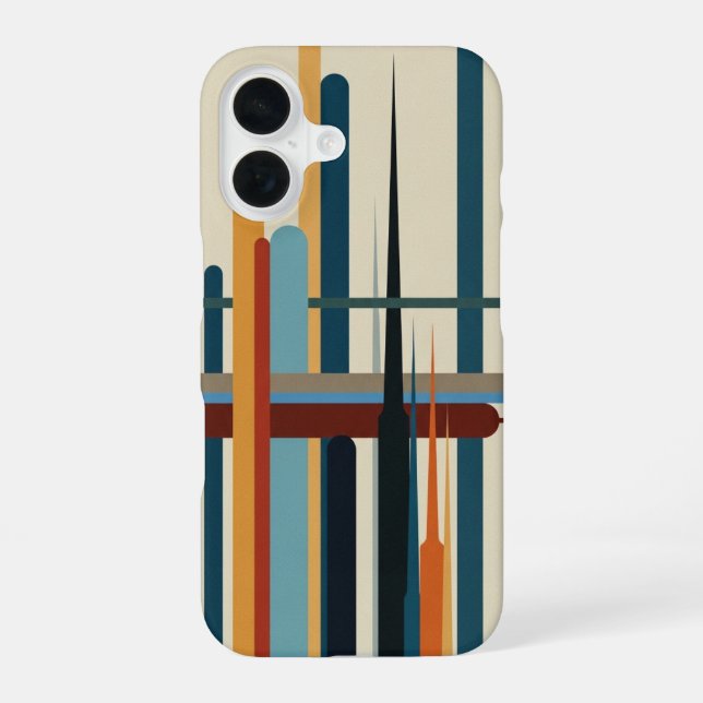 Coque iPhone 16 Retro Abstract Vertical Bars (Verso)