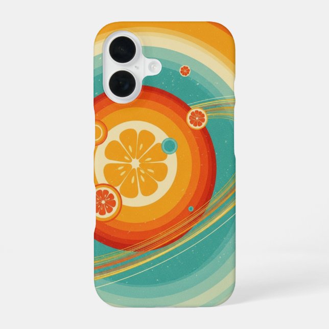 Coque iPhone 16 Rétro Citrus Orbit (Verso)