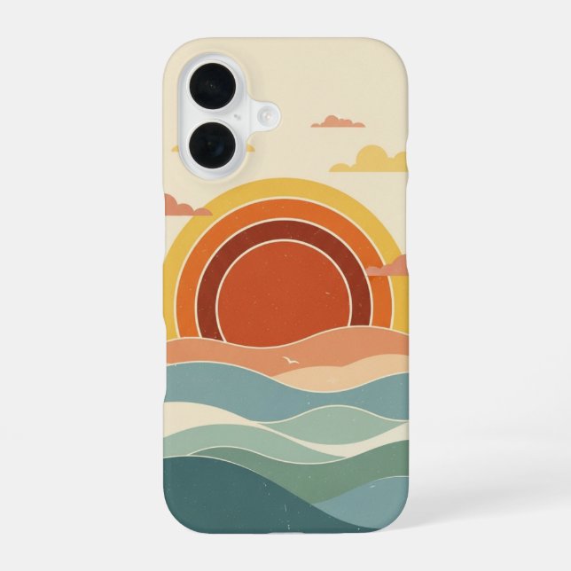 Coque iPhone 16 Retro Cloudy Sun (Verso)
