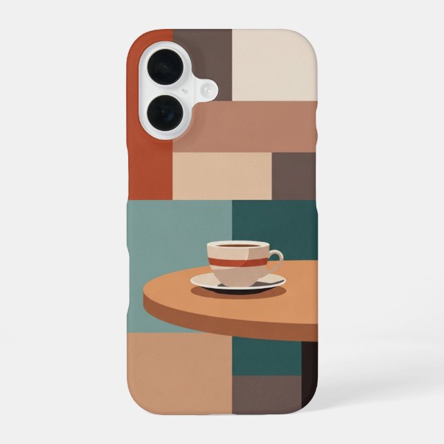 Coque iPhone 16 Retro Cup on Rounded Table (Verso)