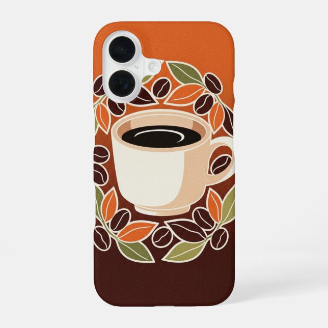 Coque iPhone 16 Retro Floral Coffee Cup (Verso)