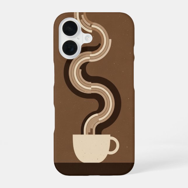 Coque iPhone 16 Retro Geometric Coffee Vapor (Verso)