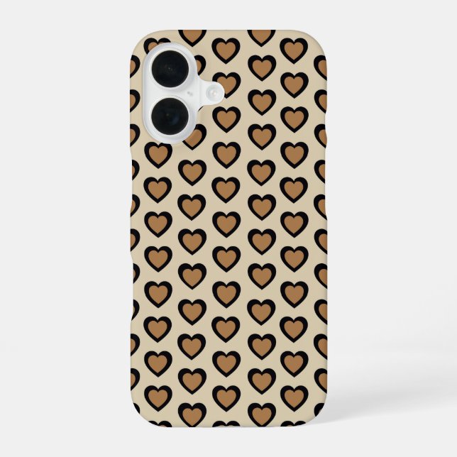 Coque iPhone 16 Retro Hearts Leopard (Verso)