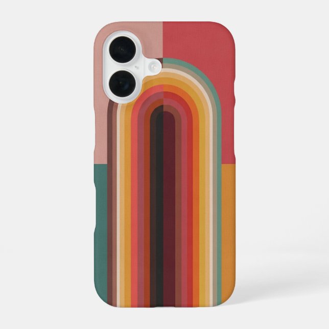 Coque iPhone 16 Retro Minimalist Arch Illustration (Verso)