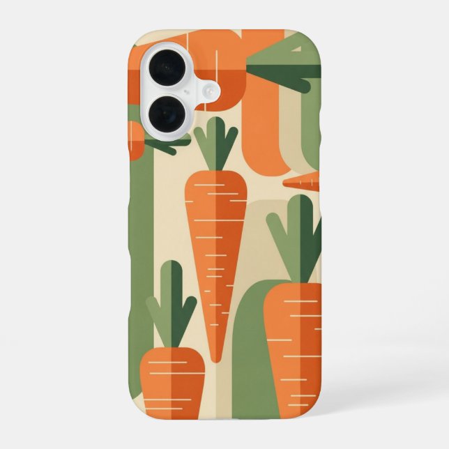 Coque iPhone 16 Retro Minimalist Carrot Design (Verso)