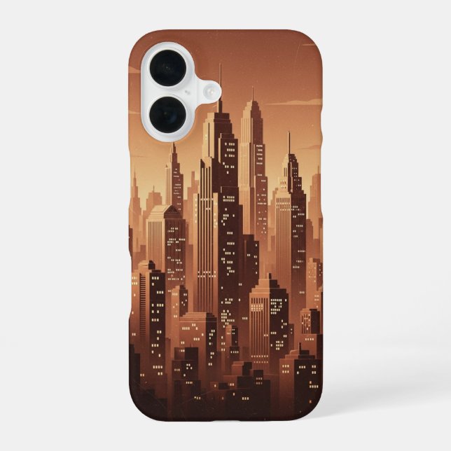 Coque iPhone 16 Retro Minimalist Geometric Skyline (Verso)