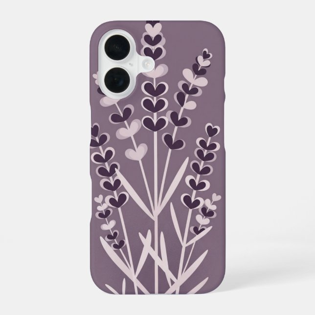 Coque iPhone 16 Retro Minimalist Lavender Stems (Verso)