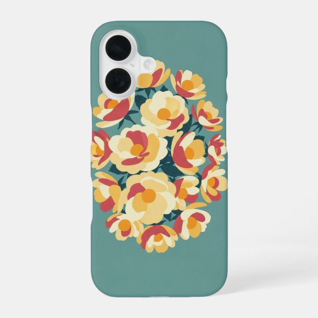Coque iPhone 16 Retro Minimalist Wild Rose Illustration (Verso)