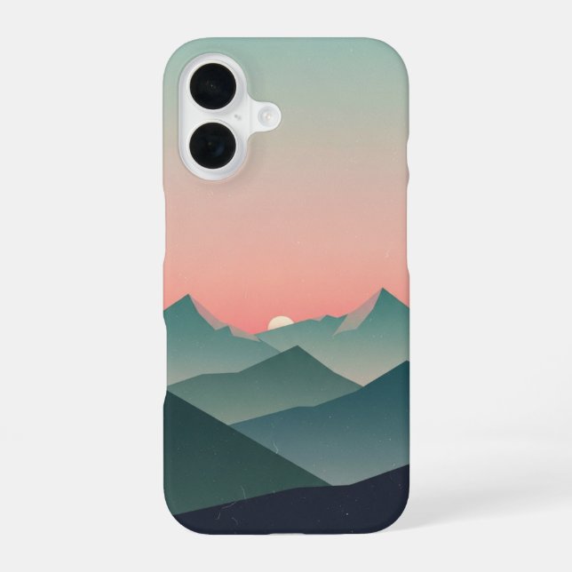 Coque iPhone 16 Retro Pastel Mountain Dawn (Verso)
