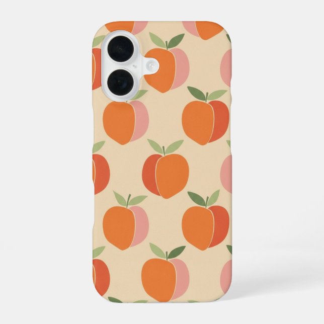 Coque iPhone 16 Retro Peach Motif with Grainy Texture (Verso)