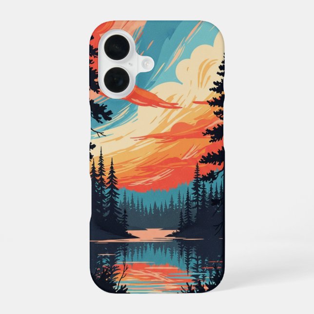 Coque iPhone 16 Retro Pine Lake (Verso)