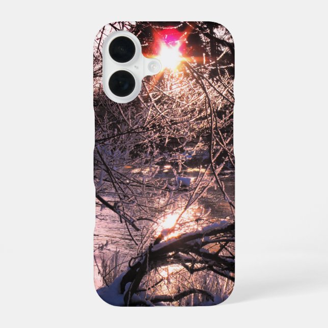 Coque iPhone 16 Rivière froide Hafren et soleil (Verso)