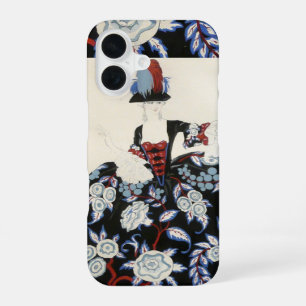 COQUE iPhone 16 ROBE FLEURIE ÉLÉGANTE AVEC FLEURS BLANCHES NOIRES