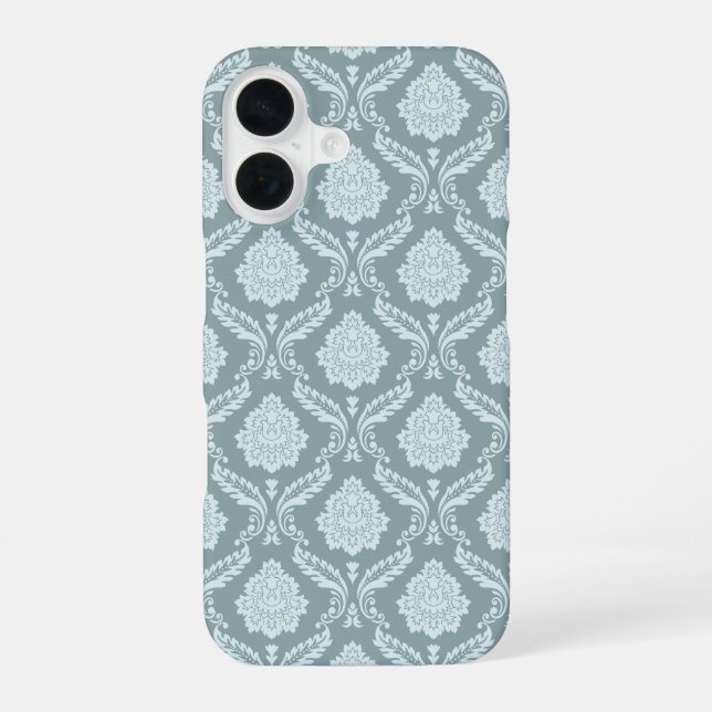 Coque iPhone 16 Rococo Damask Rpt Motif Œuf de Canard Bleu+Turquoi (Verso)