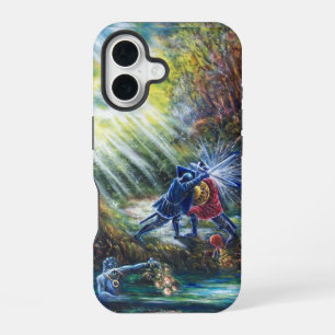 Coque iPhone 16 ROSE OUBLIÉE Chevaliers combattants, Argent et Dia