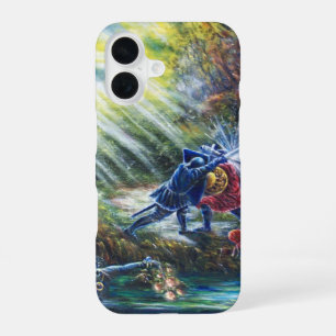 Coque iPhone 16 ROSE OUBLIÉE Chevaliers combattants, Argent et Dia