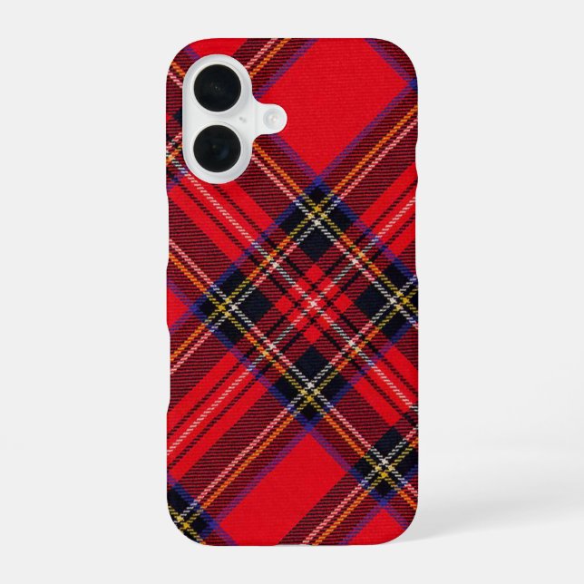 Coque iPhone 16 Royal Stewart tartan rouge noir plaid (Verso)