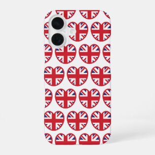 Coque iPhone 16 Royaume-Uni Union Jack Flag Heart
