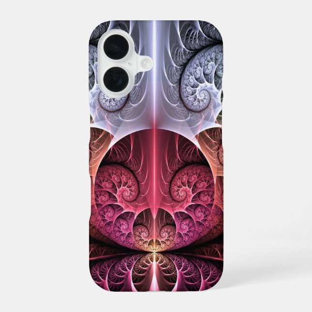 Coque iPhone 16 Rythme cardiaque, art fractal surréaliste abstrait (Verso)