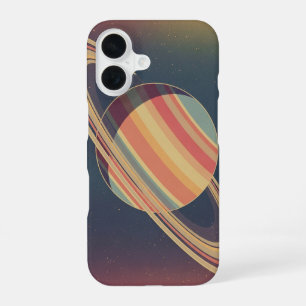 Coque iPhone 16 Saturne stylisée vintage