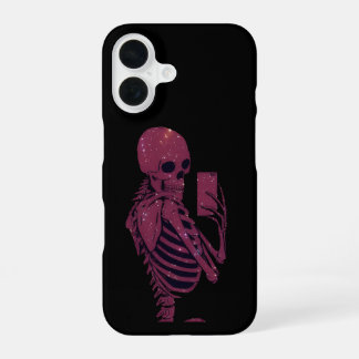 Coque iPhone 16 Selfie de squelette rose