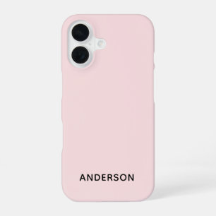 Coque iPhone 16 Simple Personnalisé Rose Pâle Personnalisé