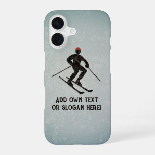 Coque iPhone 16 Ski Design - Regarder en métal peint Skier - ajout