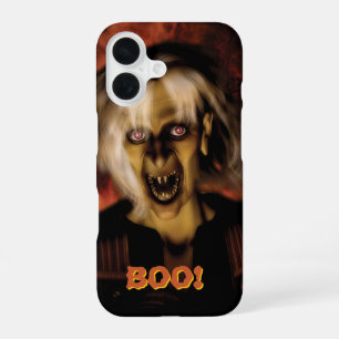 Coque iPhone 16 Sorcière méchante avec citrouille. Halloween