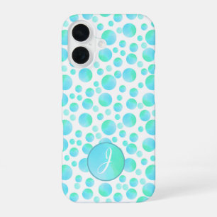 Coque iPhone 16 Style Turquoise Bleu Bulles Moderne Personnalisé M