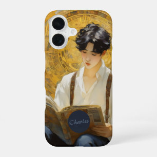 Coque iPhone 16 Style Vintage romantique Art de la lecture de garç