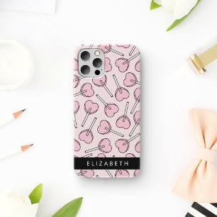Coque iPhone 16 Sucettes roses, sucettes en forme de cœur, sucette