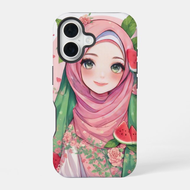 Coque iPhone 16 Sweet Watermelon Girl - Cute Anime iPhone 15 Coque (Verso)