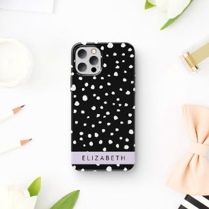 Coque iPhone 16 Taches de dalmatien, Taches, Noir et Blanc, Votre